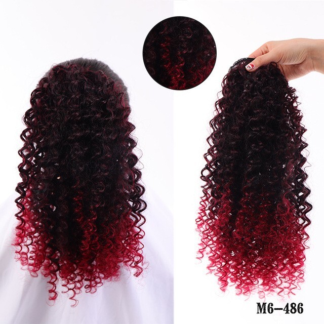 14″ Afro Kinky Curly Ponytail Deep Curly Pony Tail Drawstring Clip in Hairpieces