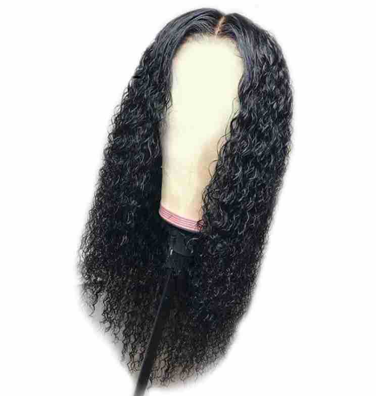 Women 23″ Long Natural Curly Wavy Ladies Synthetic Hair Wigs Brazilian Black Wig