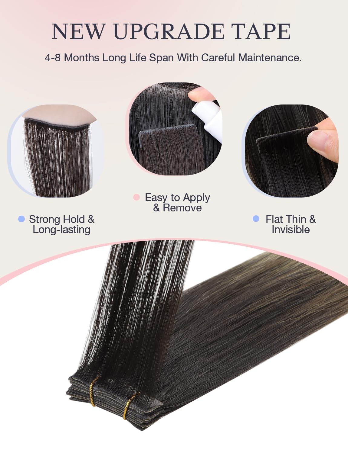 Doores Invisi Edge Human Hair Tape In Extensions 18 Inch Dark Brown To Dirty
