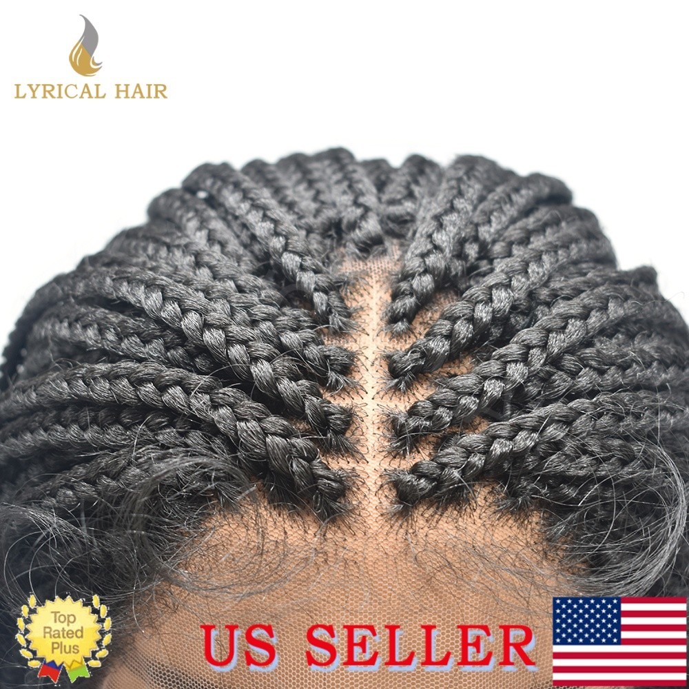 Hand Braided Lace Front Wigs For Black Women Box Braid Wig Synthetic Braids Hair