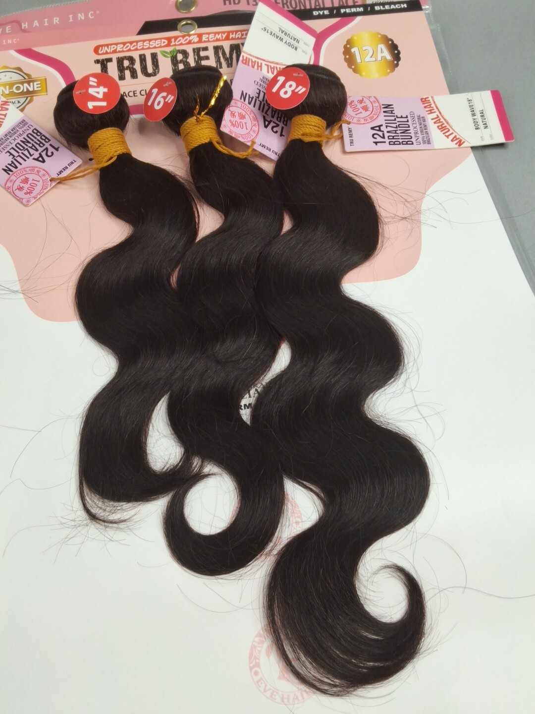 14″ 16″ 18″ Body Bundles And HD Frontal Unprocessed Human Hair Natural Black