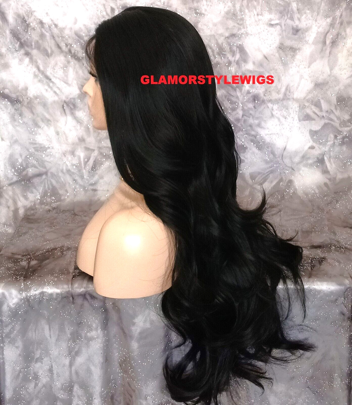 38″ LACE FRONT FULL WIG LONG WAVY LAYERED WITH BABY HAIR OFF BLACK #1B NWT