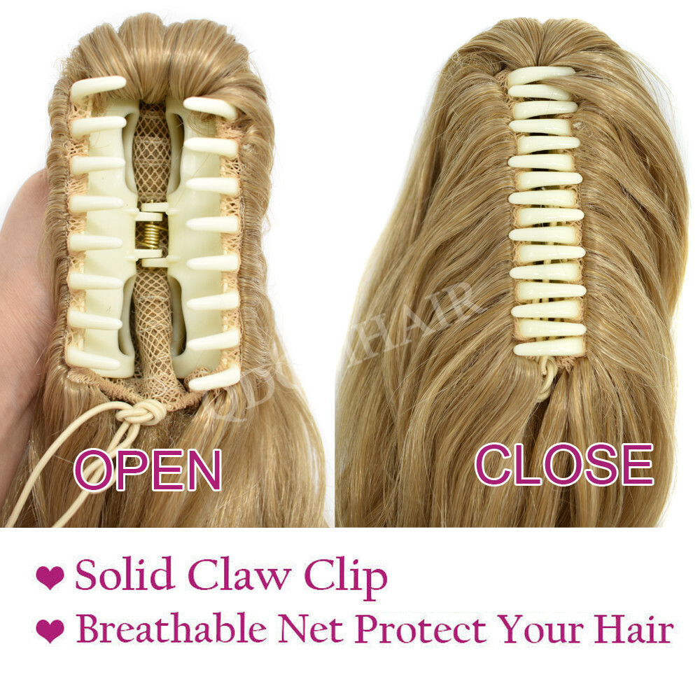 Claw Clip In Ponytail Hair Extensions Thick Long Wavy 22″ Natural As Human Hair