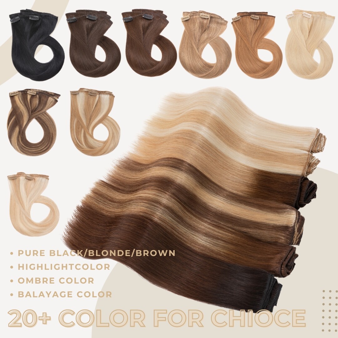 S-nolite 100% Human Hair Clip In REAL REMY Hair Extensions Full Head Balayage US