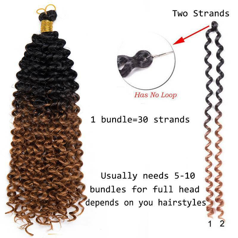 US Curly Water Wave Braids Twist Crochet Braiding Hair Extensions Ombre as Human