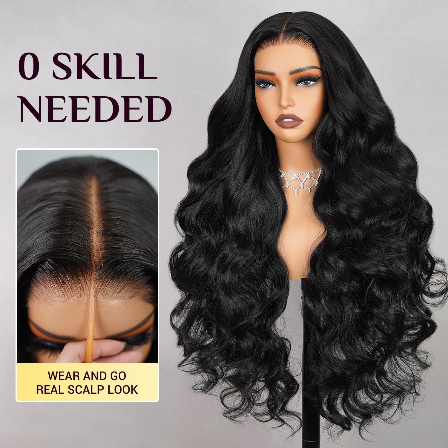 Teslal Black Pre Cut Lace Wear And Go Body Wave 6X6 Hd Lace Wigs 260 Density