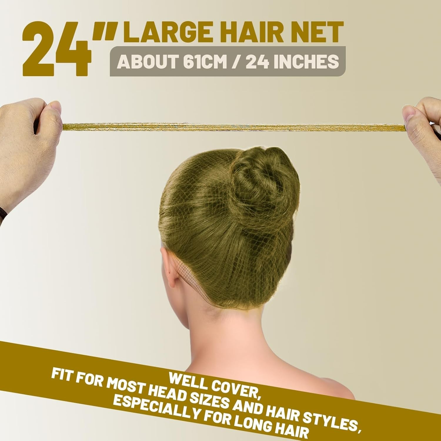 Blonde Hair Nets, 24” Invisible Nylon Hair Nets for Women and Men, Hair Net f…