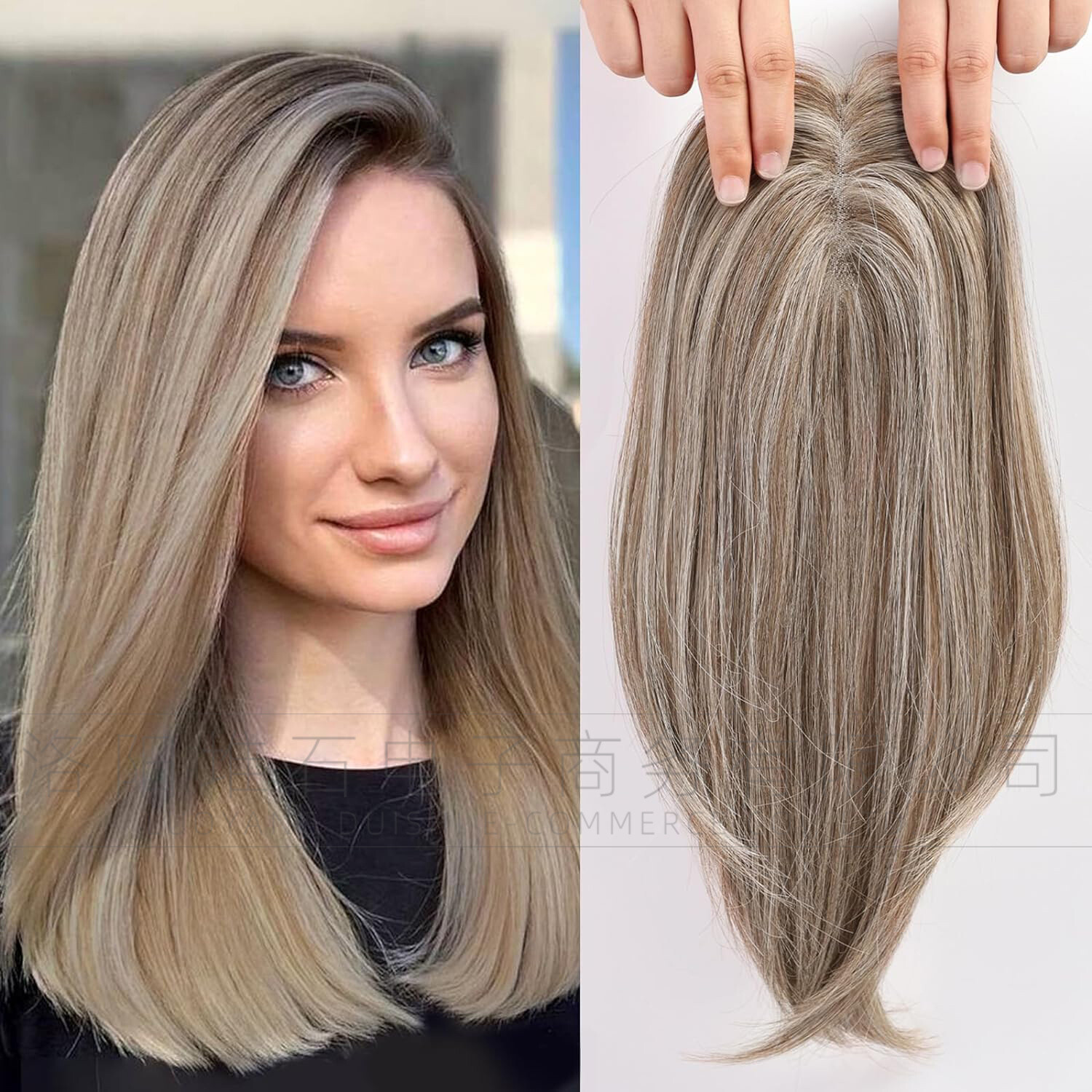 18 Inch Hair Toppers Synthetic Hair Toppers Hair Pieces Swiss Base with 3 Clips