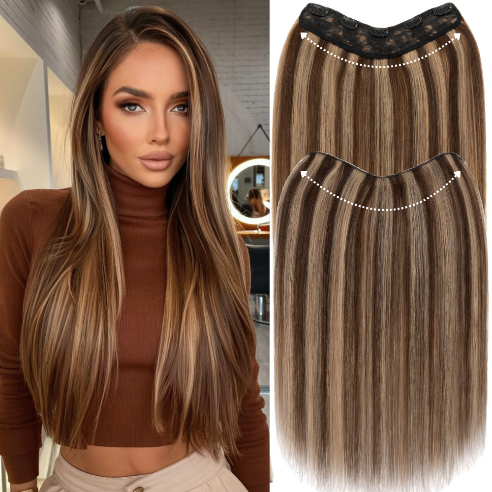 100% Remy Human Hair Extensions Russian One Piece Clip In Full Head U Shape Weft