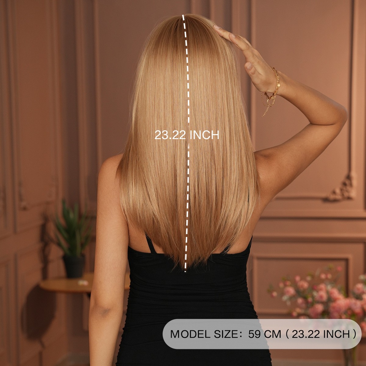 Blonde Retro Wig with Layers T Lace Synthetic Wig Straight Bob Inward Ends 23”