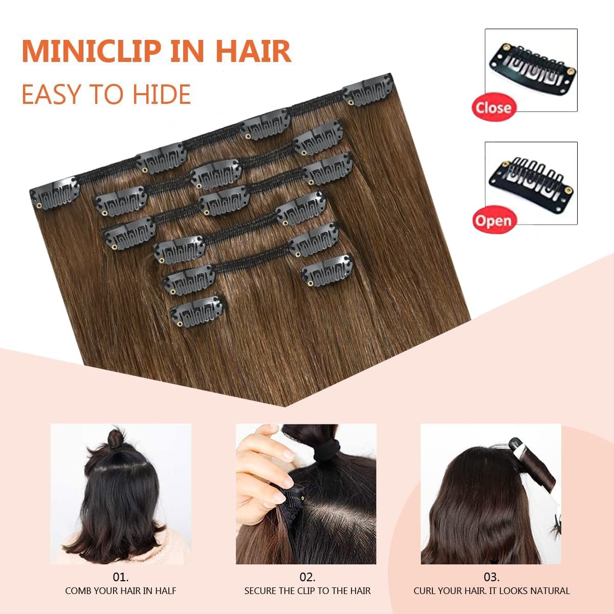 Silky Straight 18-Inch Remy Hair Extensions in Chestnut Brown – 7pcs 70g Set