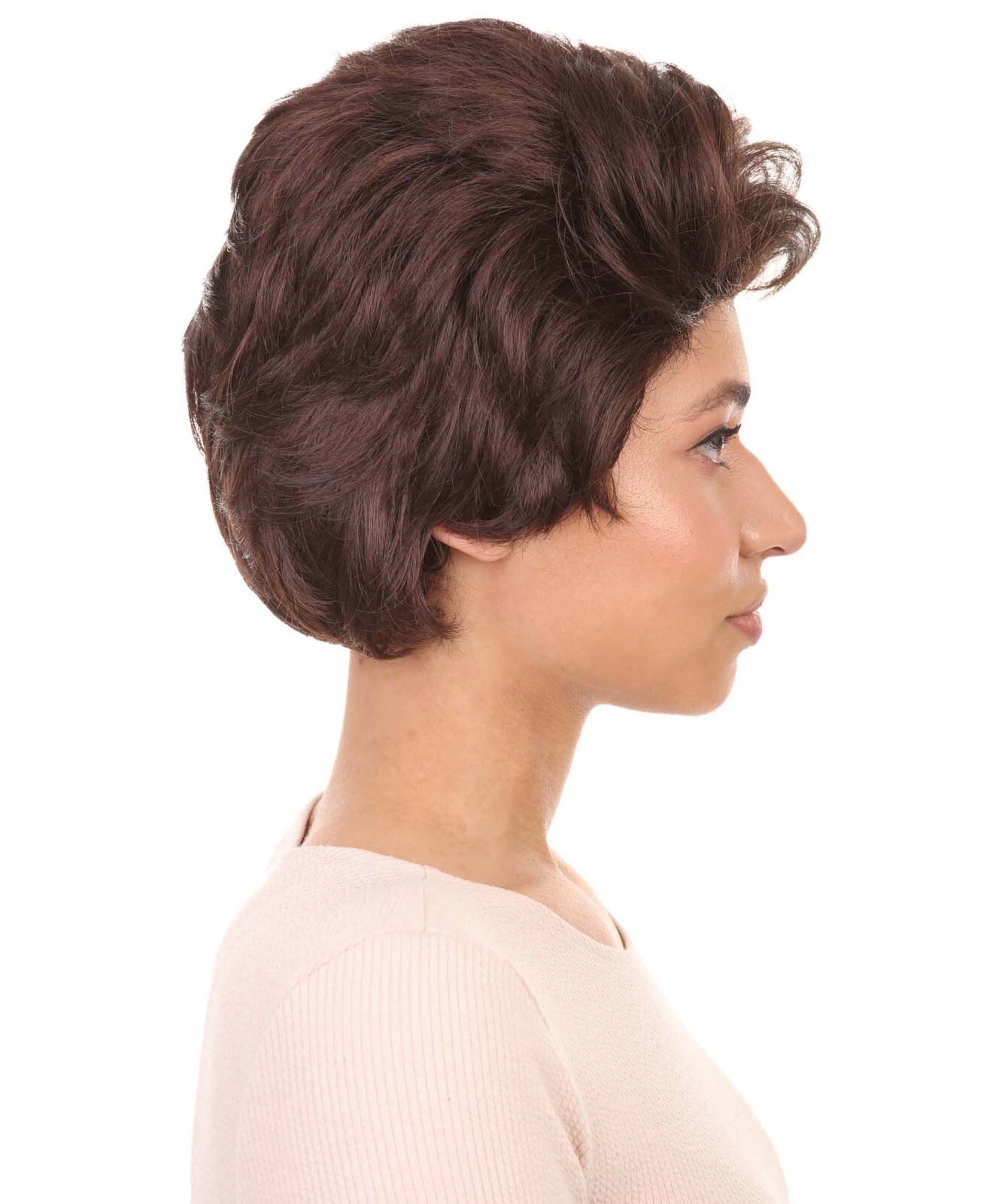 HPO Womens Short Adult Wig | Brown Vintage Wigs, Flame-retardant Synthetic Fiber