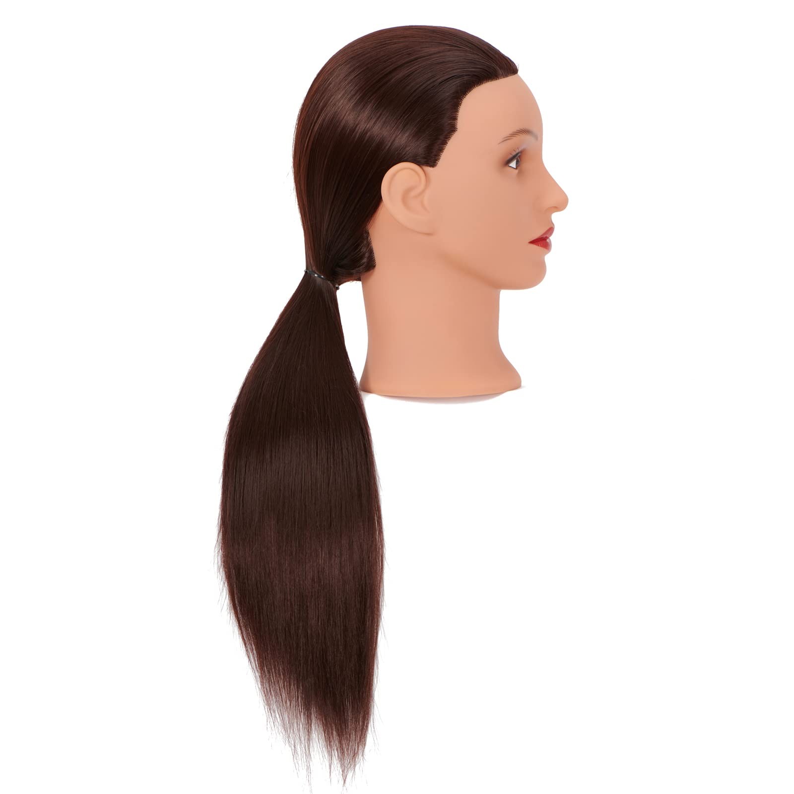 Long Hair Mannequin Head 26″-28″ Dark Brown Synthetic Fiber Hair – Hairdresser