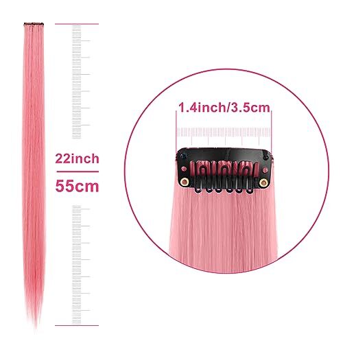 22 Pcs Colored Hair Extensions, Multi-colors Party Highlights Clip Colorful set