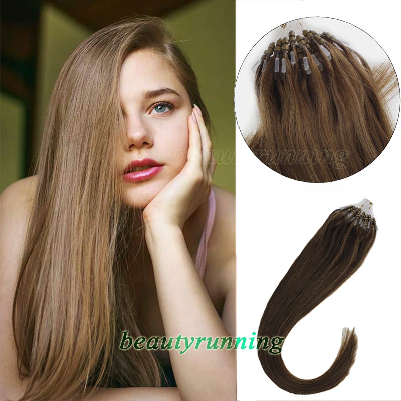 Micro Ring Loop Beads Tip Hair Extensions 100% Real Brazilian Human Hair 50-100s