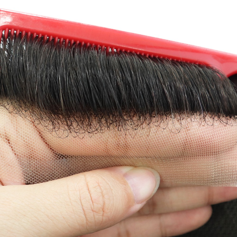 Toupee for Men Human Hair Replacement System French Lace Gent Unit Hairpiece 7X9