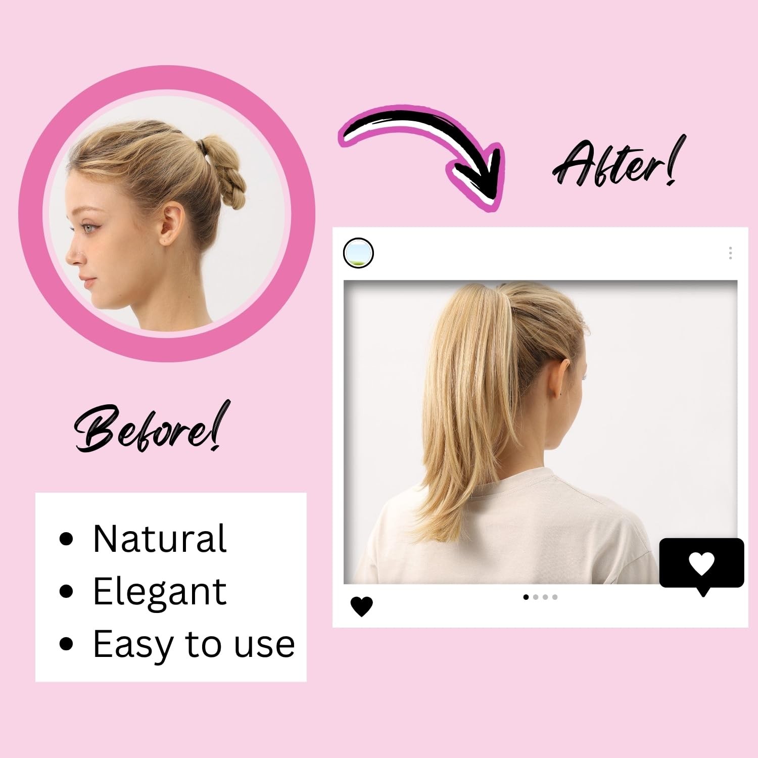 JUVABUN Straight ponytail 15”-Reddish Blonde|Claw 15 Inch, Reddish Blonde