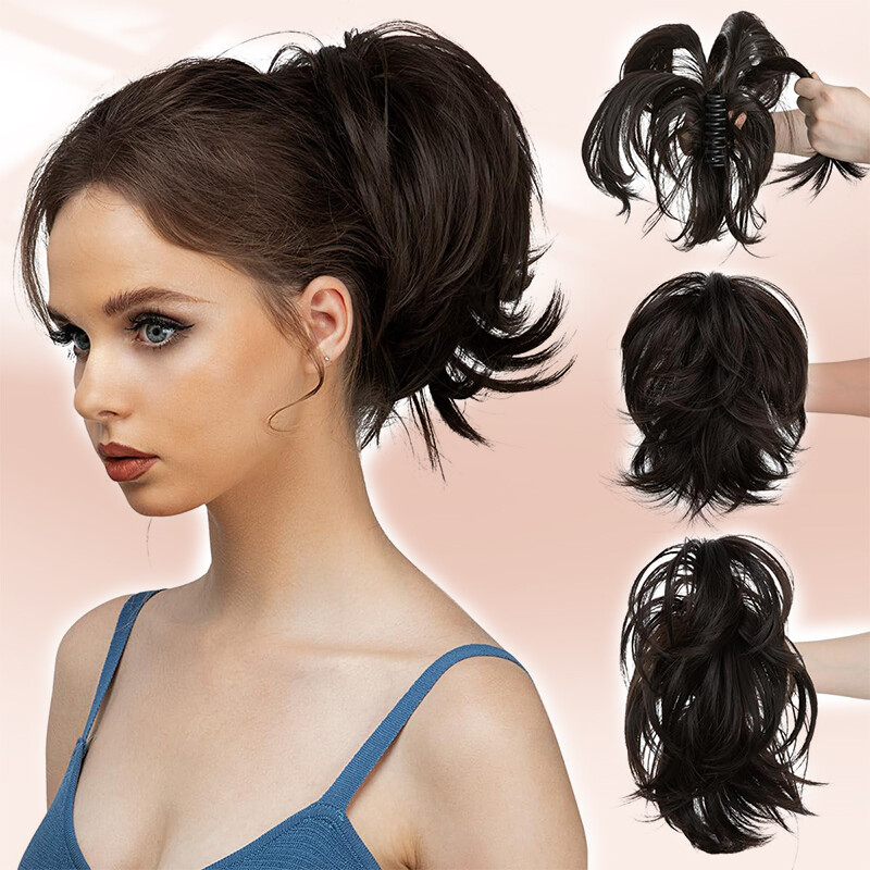 US Claw Clip Hair Bun Ponytail Extensions Curly Chignon Straight Updo Hairpiece
