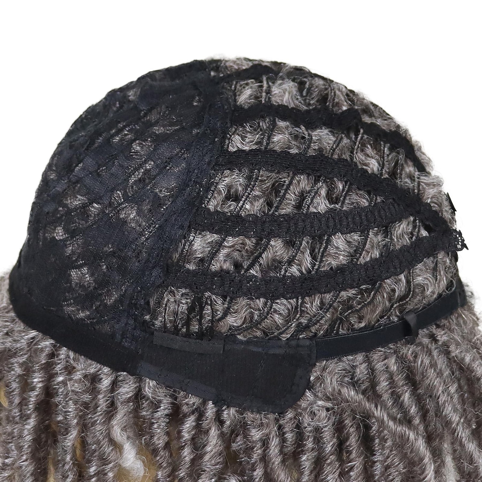 Fake Dreads Wigs with Bangs Ombre Grey Color Rocker Rasta Hair Dreadlocks Med