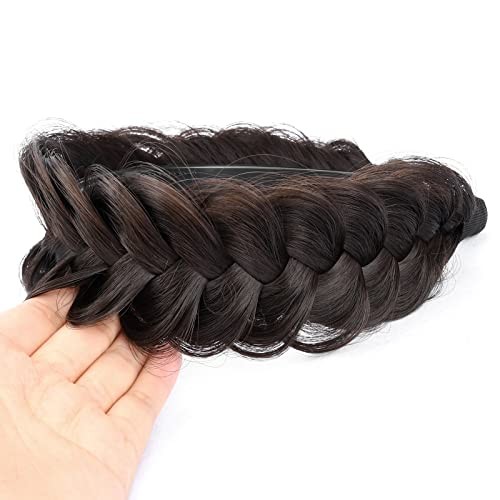 Wide Messy Braided Headband With Teeth Synthetic Hair Plaited Dark Chocolate