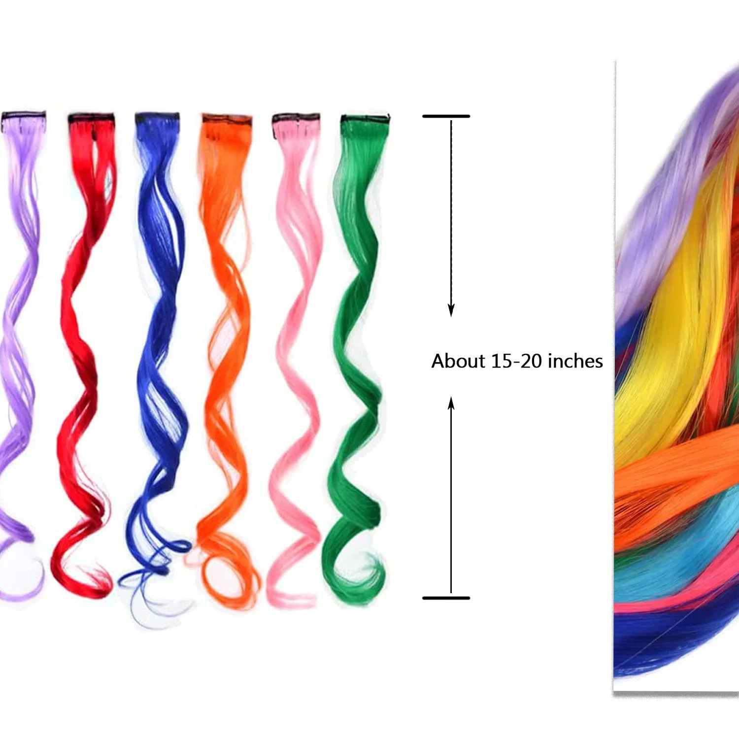 12 Pcs Colored Clip in Hair Extensions 22 Inch Curly Synthetic Colored Hairpiece