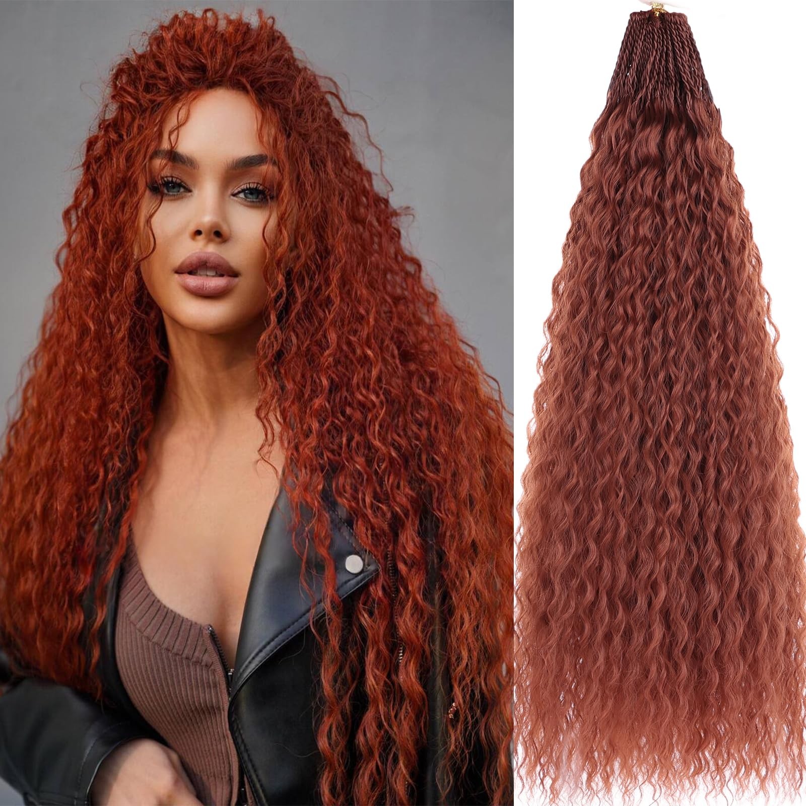 ZRQ Pre looped Micro Brazilian Braids Curly Crochet Hair 24 inch Water Wave Croc