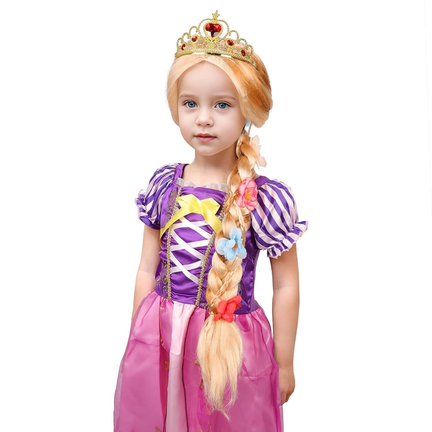 Rapunzal Wig for Kids Long Blonde Braided Wig for Girls Halloween Costume Wigs f