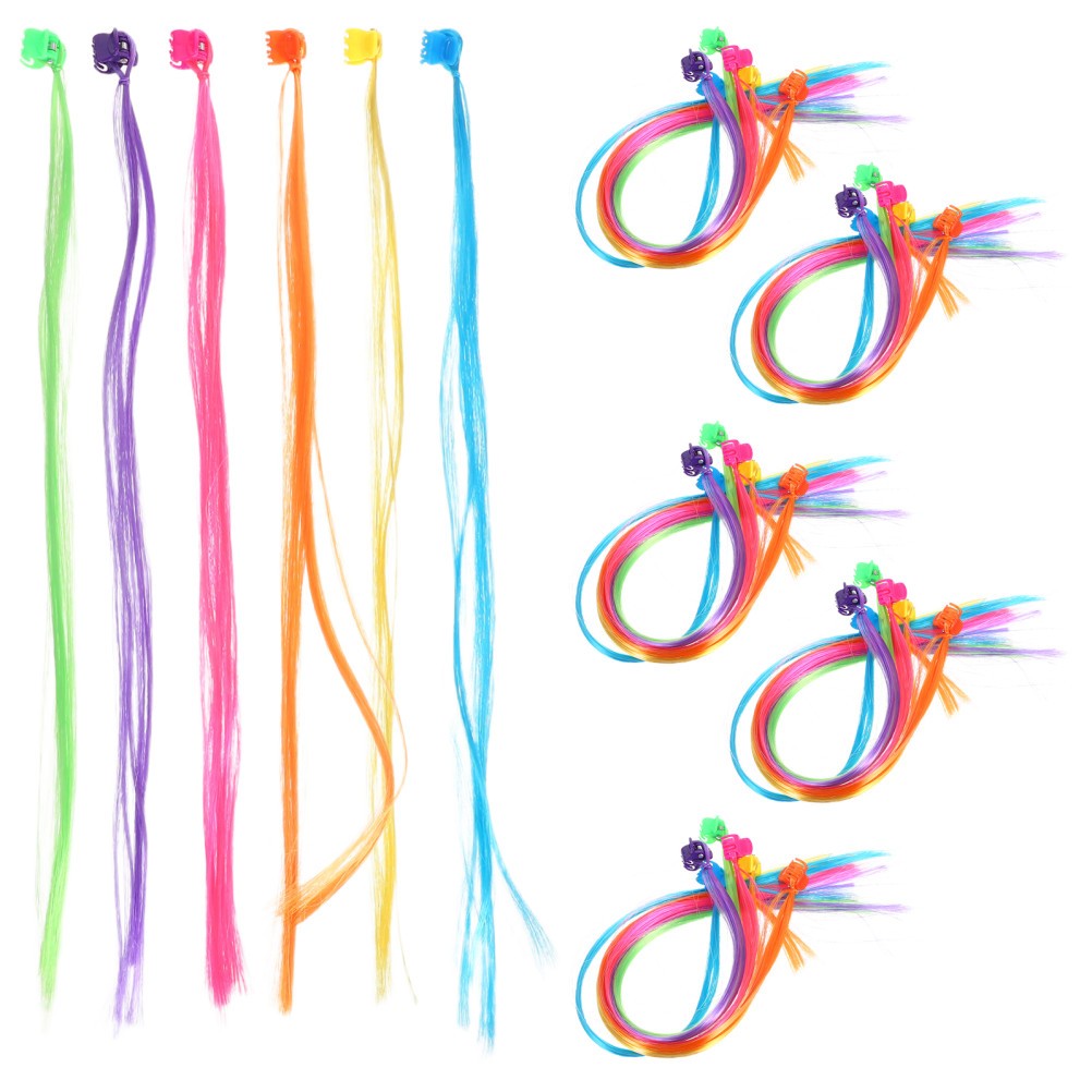 36 Pcs Colorful Braid Extensions Colored Clip-in Hair Kawaii Clips
