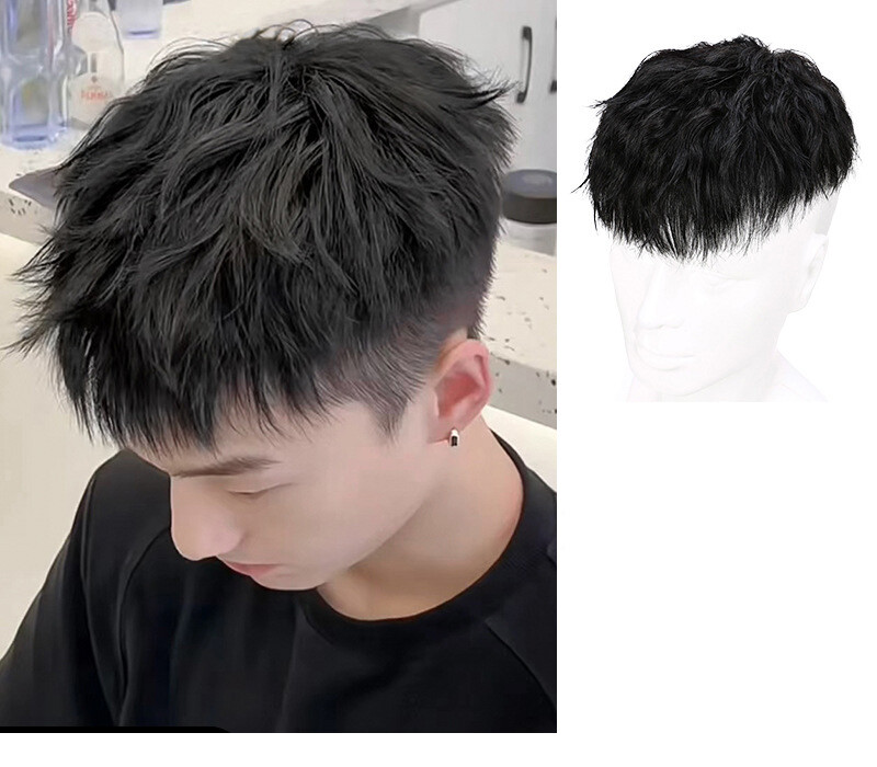 Natural Soft Curly Topper Human Hair Clip in Crown Hair Pieces Toupee For Men