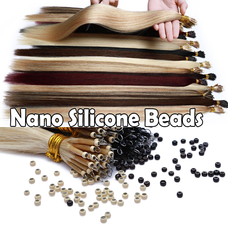 Thick 100% NANO Tip Remy Human Hair Extensions Nano Rings Ring Beads 200G 200PCS