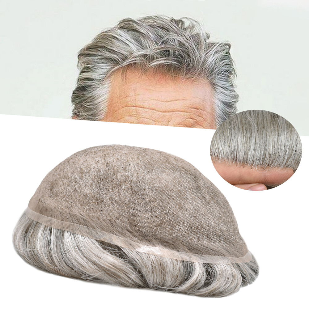 Full French Lace Mens ToupeeSwiss Lace hairpiece Hair Replacement System For Man