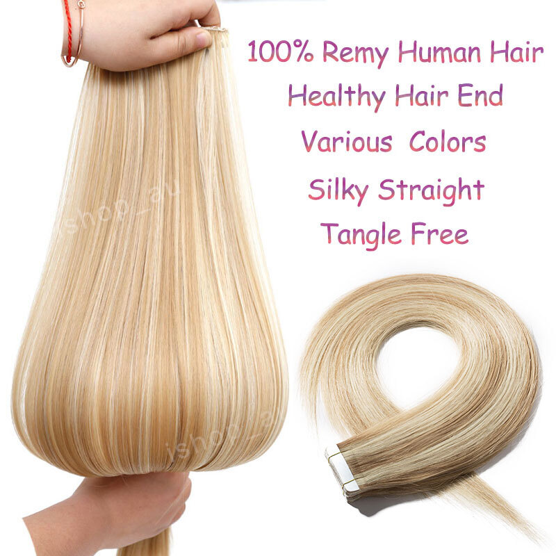 Thick 200g 80pcs Tape In Remy Human Hair Extensions Skin Weft FULL HEAD Ombre S