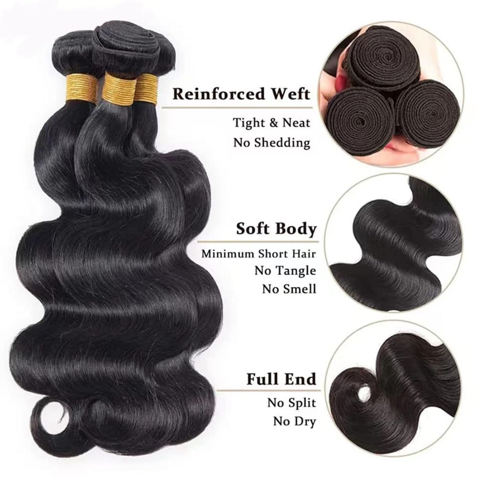 Human Hair Bundles Body Wave 100% Unprocessed Brazilian Virgin Hair Body Wave 3