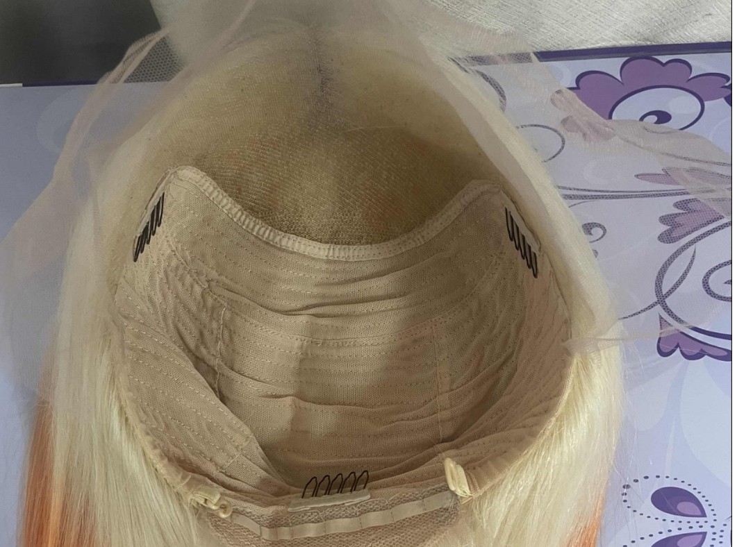 White Platinum Blonde #60 Lace 16” 180% Long Bob 100% Human straight Hair Wig