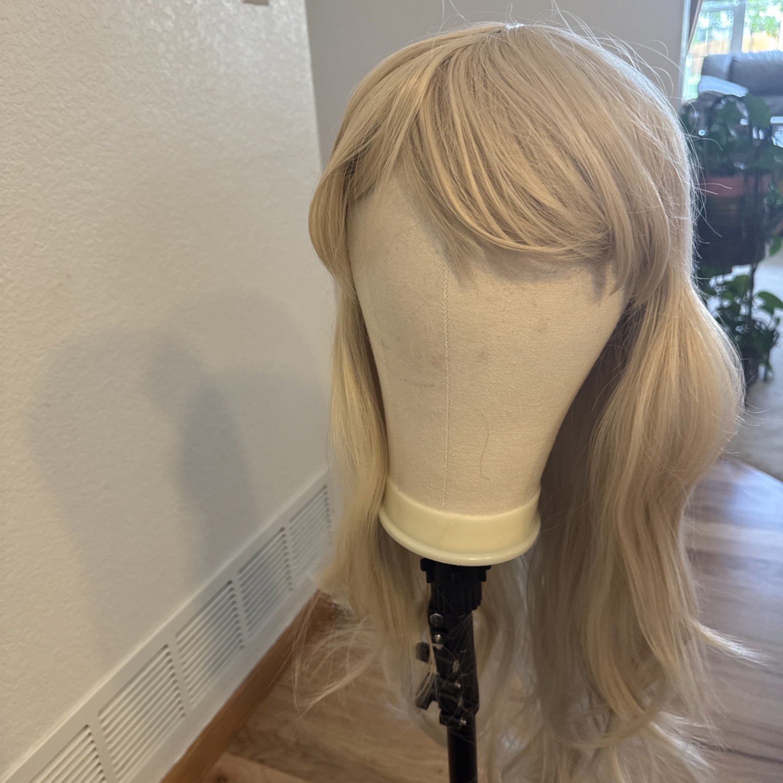 629 Wig 28” Blonde W/ Bangs Net Cap Hard Front Very Soft