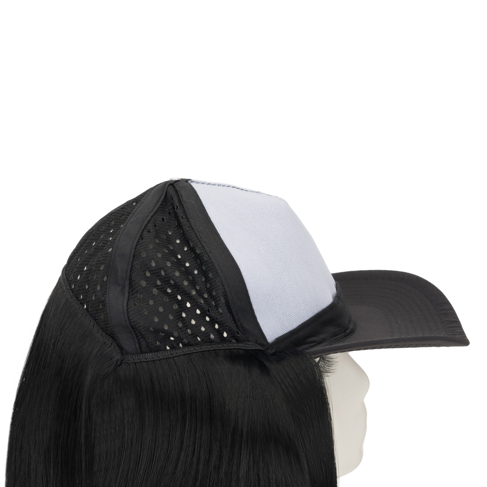 Natural Women Baseball Cap with Hair Extensions Hat with Hairpiece Straight 8in