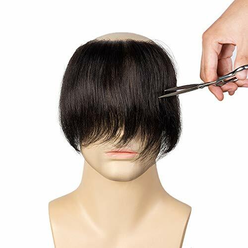 Mens Frontal Hairpiece V-Looped Covering Receding Hairline Human Black Hair