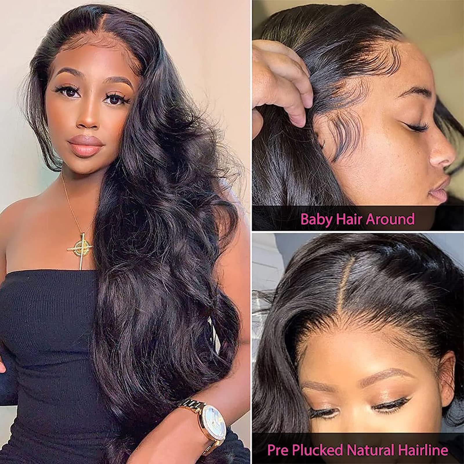 20 Inch Body Wave Glueless Wigs Human Hair 4×4 Lace Closure Wigs 200 Density …