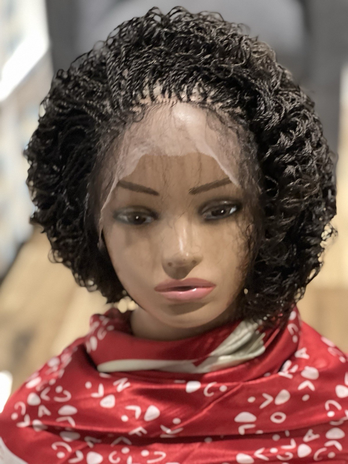 Braided micro twist Curly OFF BLACK WIG.made on a full lace wig.READY TO SHIP.