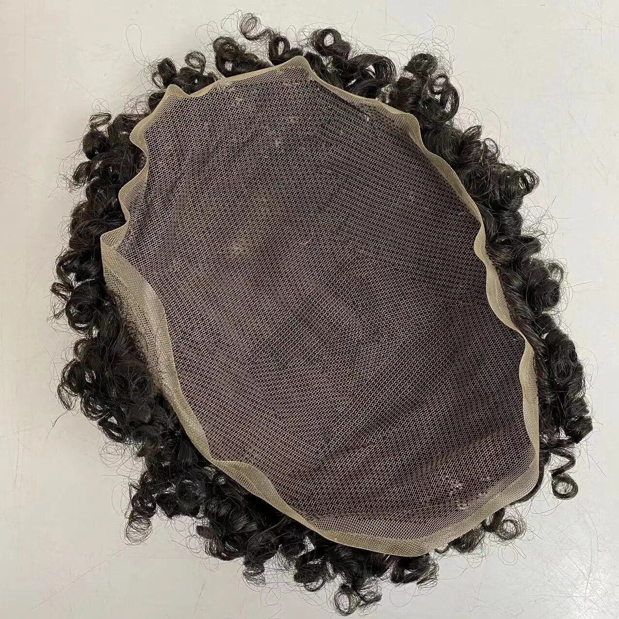15mm Curl 7×9 Toupee Full Lace Units for Black Men
