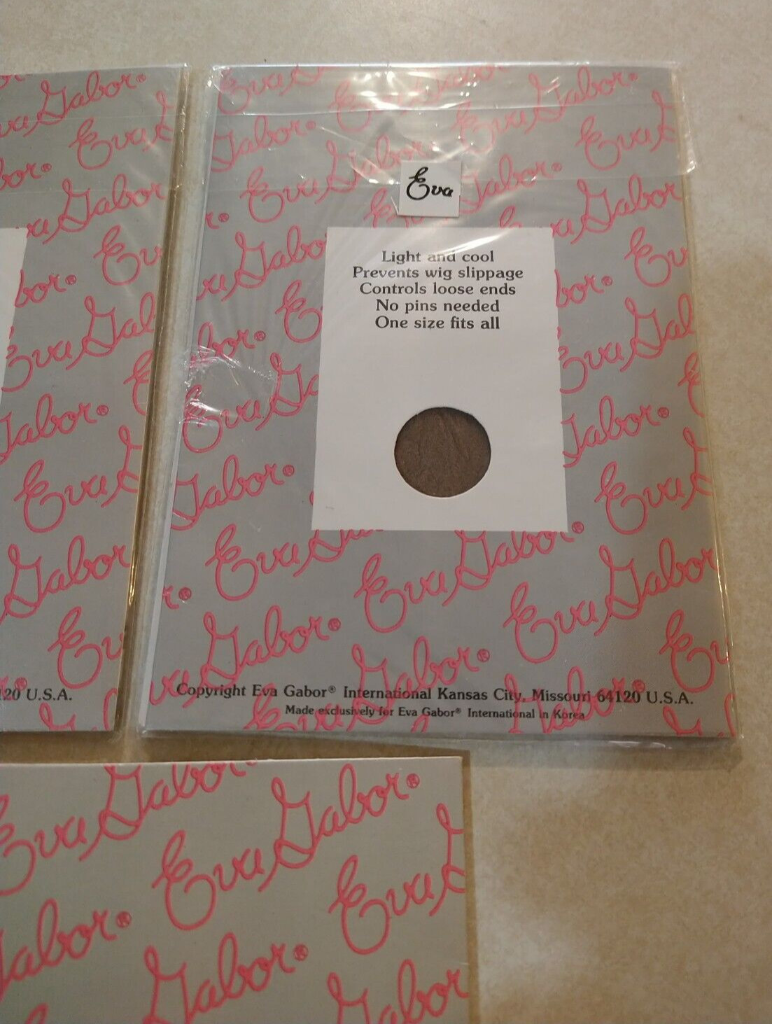 SEALED NIP Vintage Eva Gabor Beige Wig Cap One Size Fits All Pink wig brush new