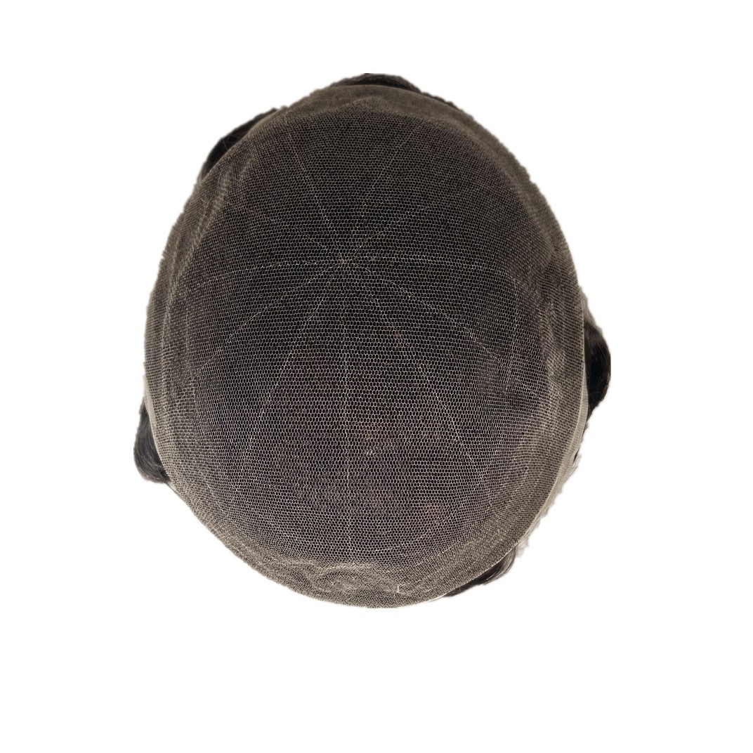 Natural Hairline Mens Hair Replacement System French Lace Toupee Hairpieces #1B