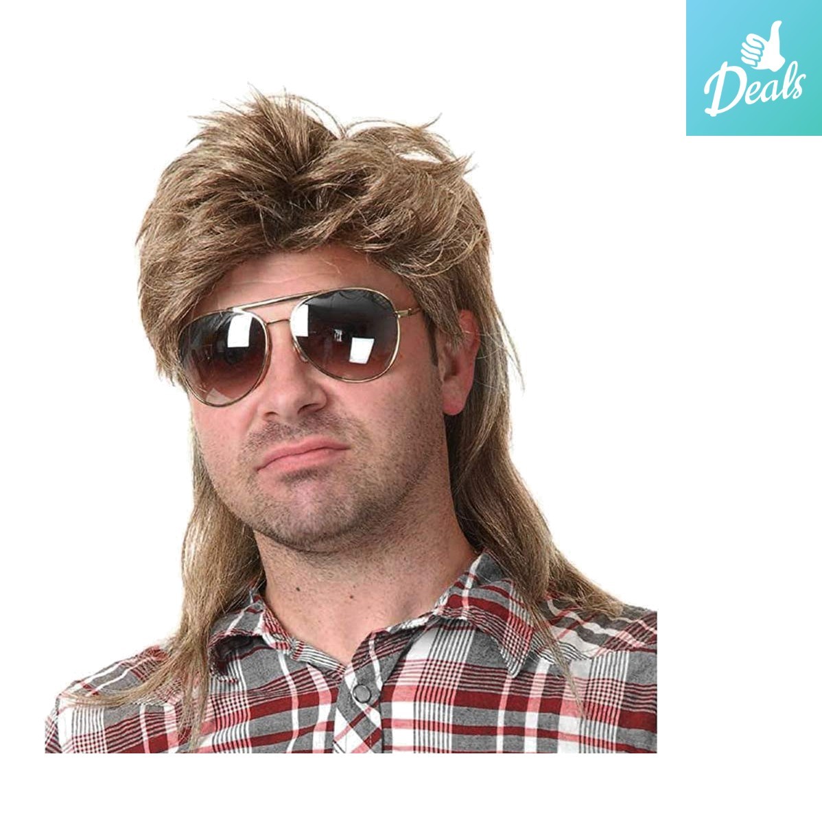 Adjustable Light Brown Mullet Wig for Men – Essential 80s Costume Accessory