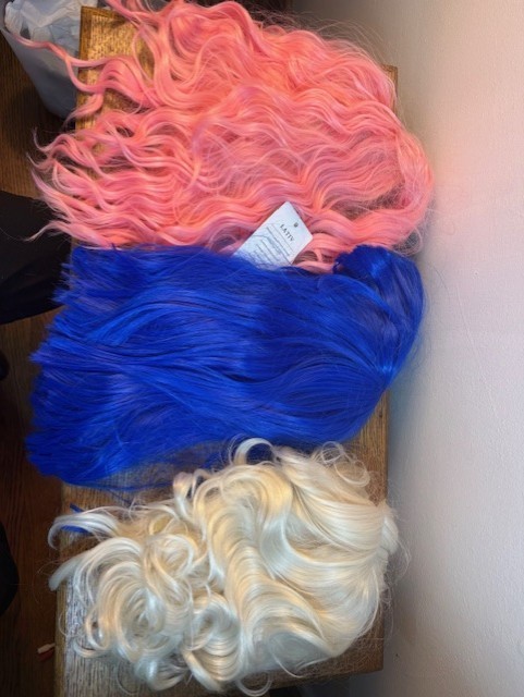 Lot of 8 Synthetic Wigs Mixed Colors & Styles New Without Tags Stands included.