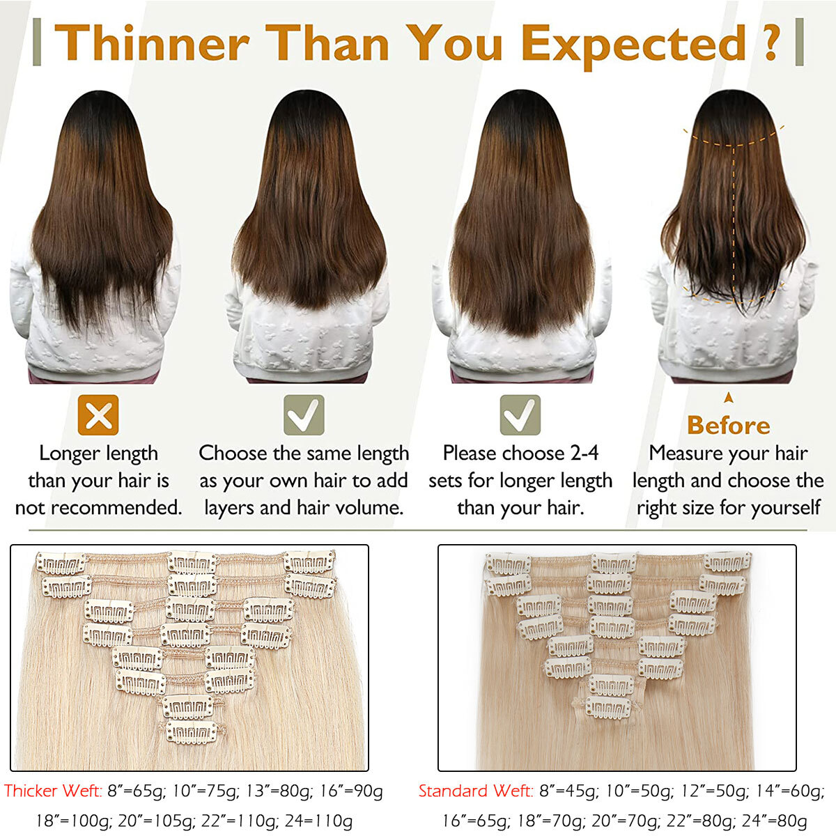 CLEARANCE Clip In 100% Real Remy Human Hair Extensions 8Pieces Full Head Caramel
