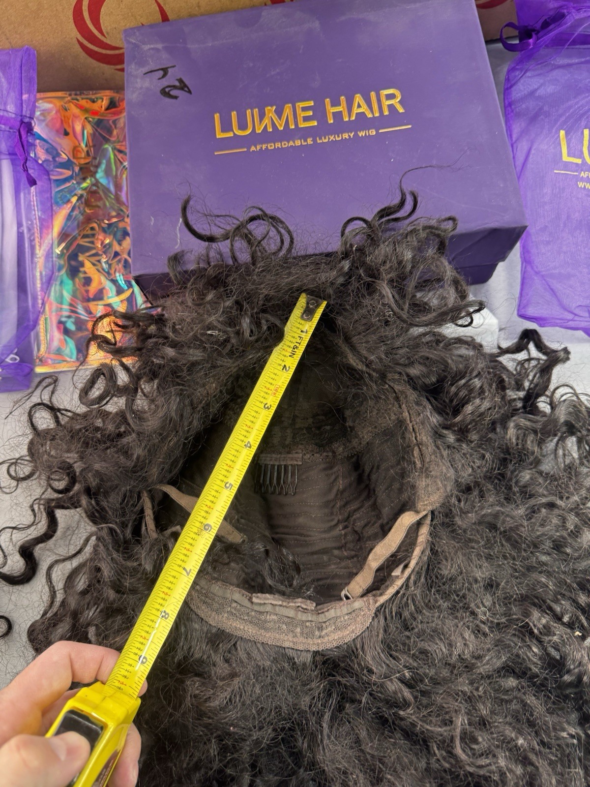 LUVME HAIR HD Human Hair Wig Short Curly Dark Brown Black NEW With Box