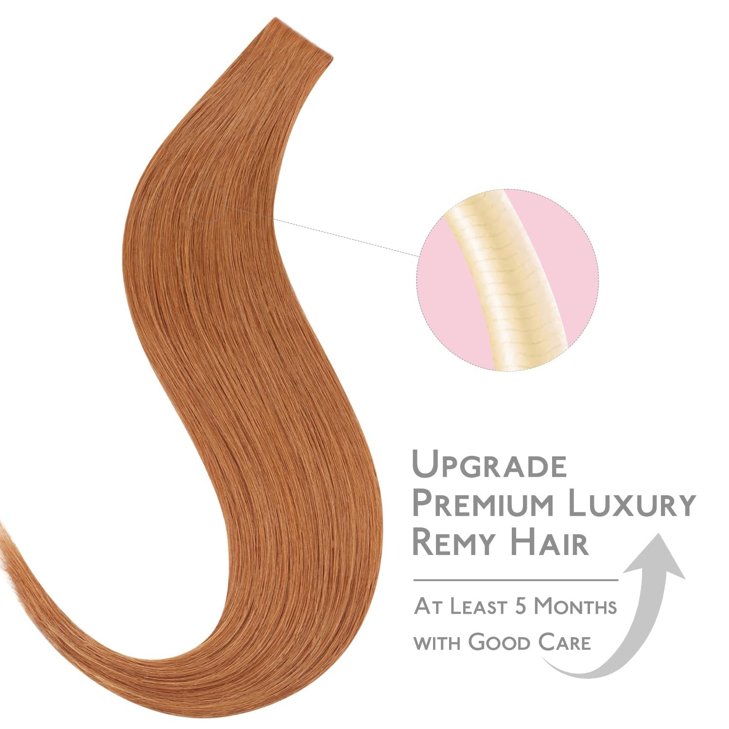 Tape in Hair Extensions 20 Inch 50g 20pcs Auburn Ginger – Invisible Luxury Remy