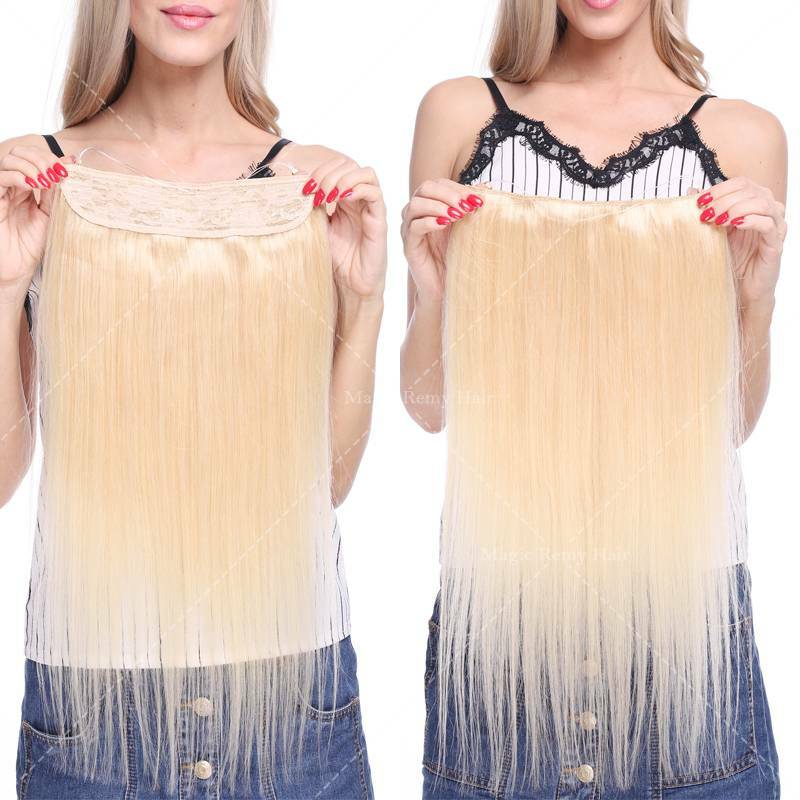 Secret Wire In 100% REAL Human Hair Extensions Hidden 120G Wrap On Band Ombre