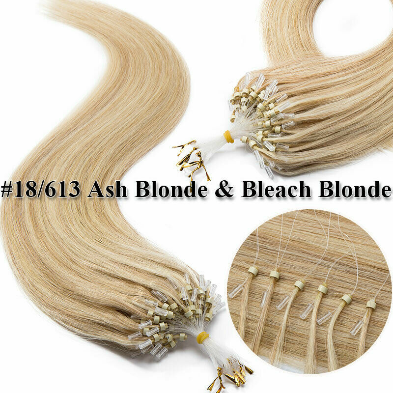 Micro Ring Beads Loop Link Russian Remy Human Hair Extensions Heat Resistant100s