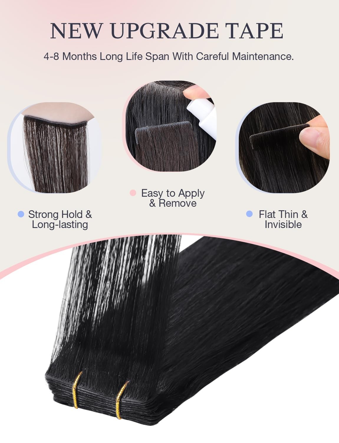 Doores Invisible Hair Extensions Tape In Invisi Edge Jet Black 10 Injection